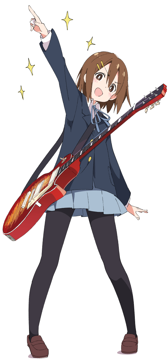 hirasawa yui 1girl white pupils brown hair bright pupils solo brown eyes short hair  illustration images