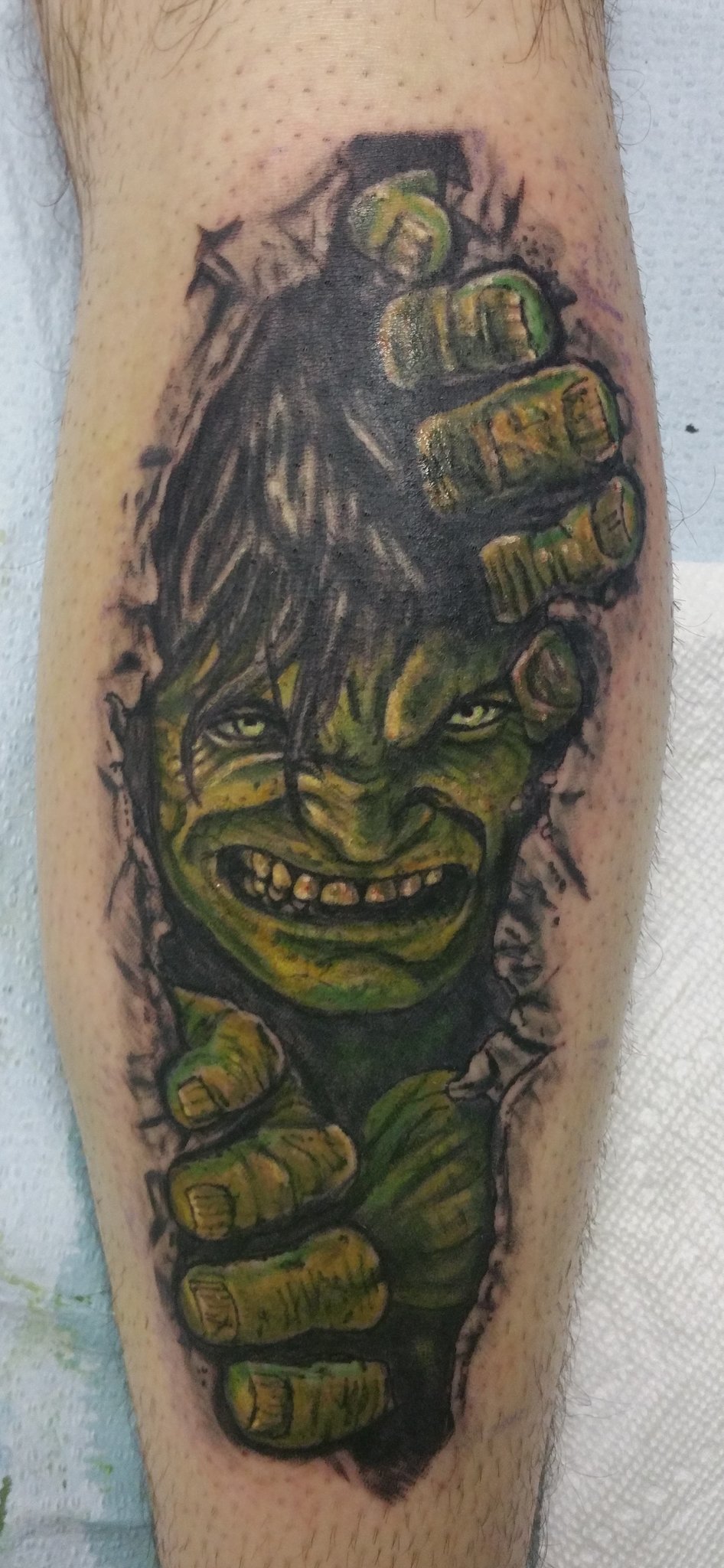 Color Realism Tattoo Timelapse  Making of Hulk Tattoo  YouTube