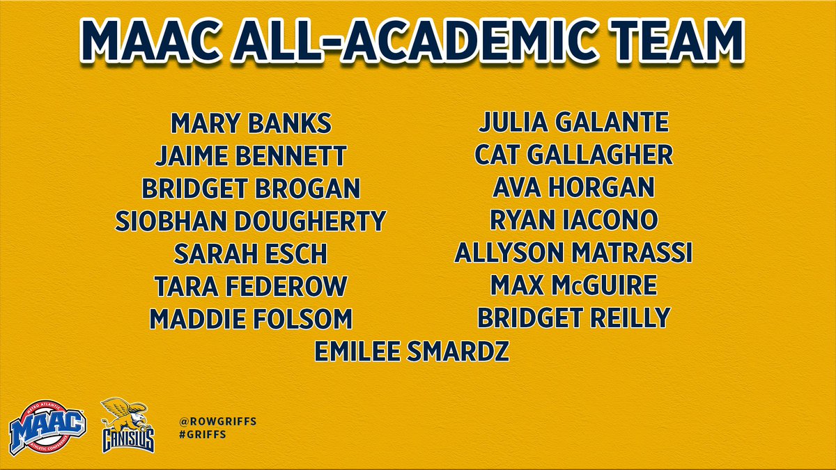 RowGriffs's tweet photo. Congratulations to 15 of our student-athletes on being named to the #MAACROW All-Academic Team!

#Griffs https://t.co/gYfBnC97Ct