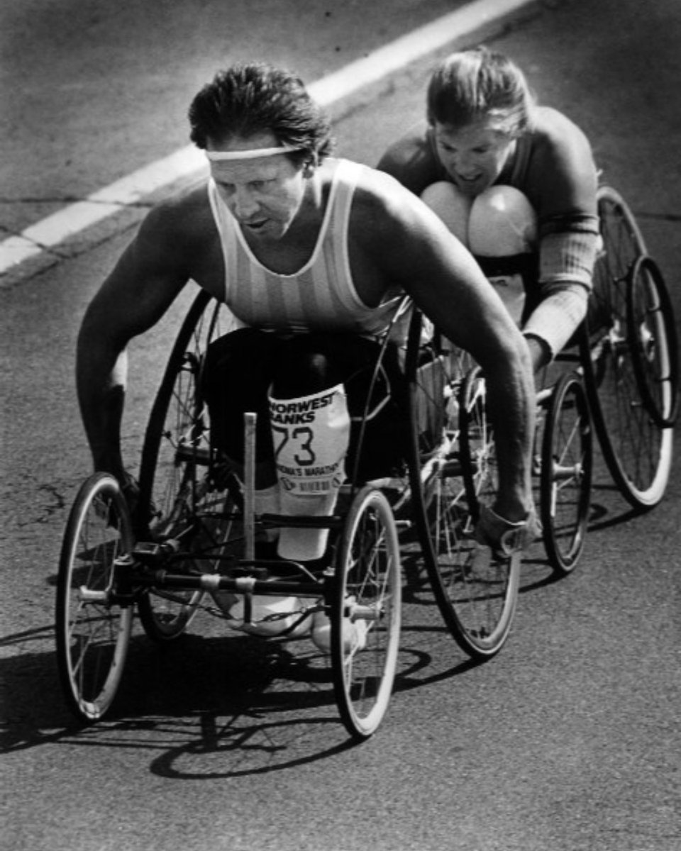 David Eckstrom &amp; Tami Oothoudt were dubbed "the first couple of Grandma's Marathon wheelchair racing" after they combined for 12 overall titles #tbt #throwbackthursday

Tami won an amazing 10 times (across three different decades!), and David won back-to-back titles in 1984-85 🥇