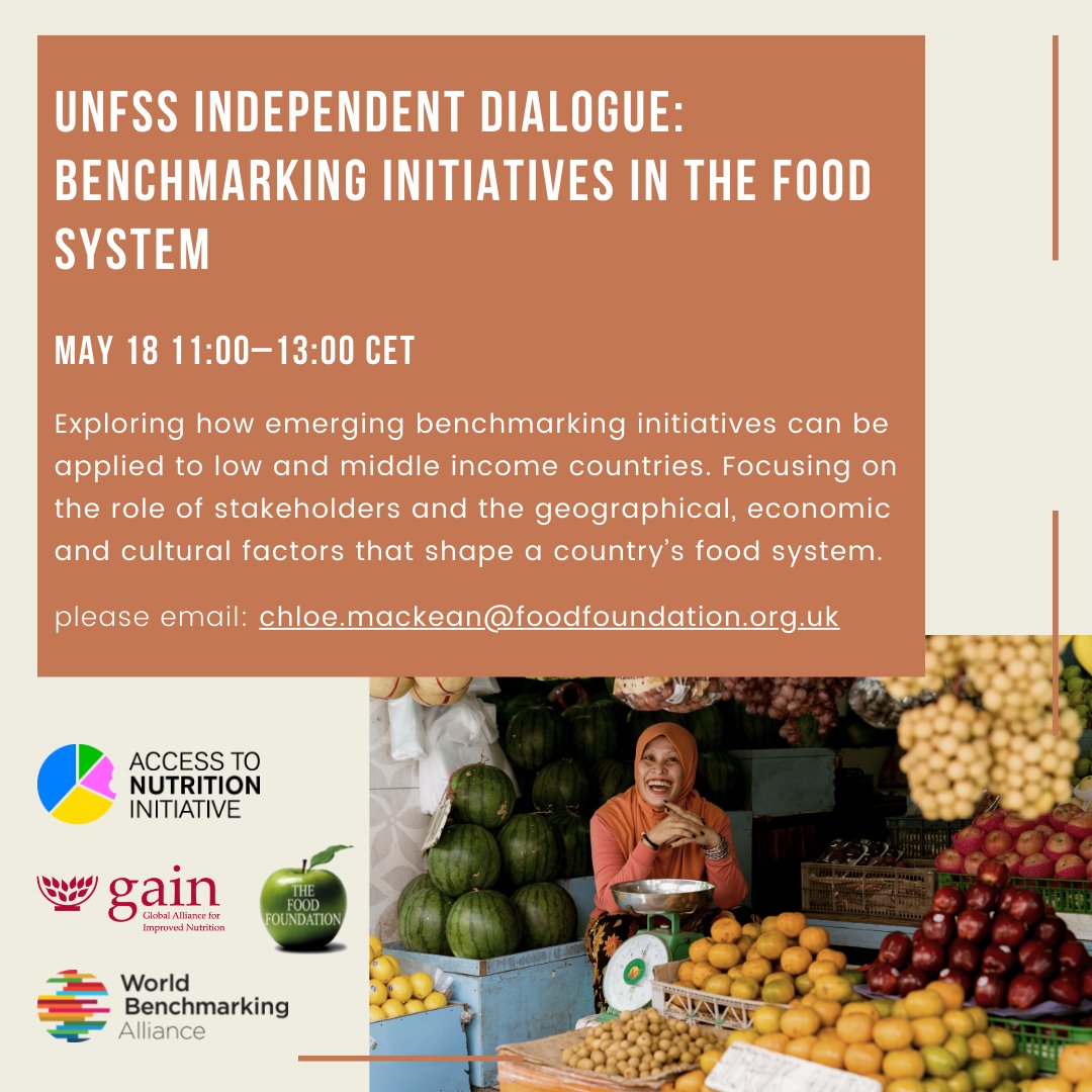How can the food industry's progress towards a healthy, just &amp; sustainable system be measured? And how can benchmarks be applied to low and middle income countries? Join <a href="/Food_Foundation/">The Food Foundation</a>, <a href="/GAINalliance/">GAIN</a>, @ATNIndex &amp; us to discuss!

🗓️18 May 
⏲️11-13 CET 

Sign up via email👇