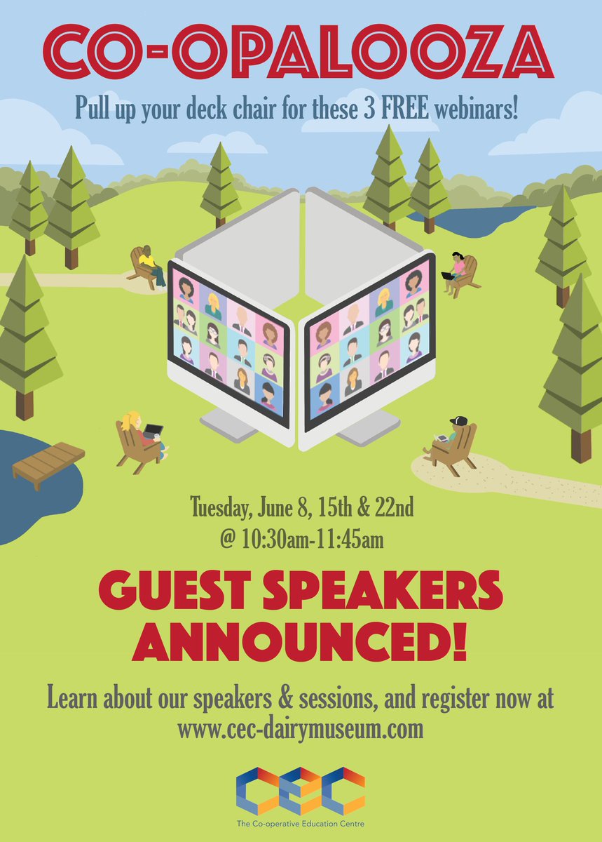 Co-opalooza Webinar Series: GUEST SPEAKERS ANNOUNCED! Visit cec-dairymuseum.com to read our speaker's bios, learn about the sessions and register! <a href="/gayleamembers/">Gay Lea Membership</a> @ONcooperatives <a href="/Coops_First/">Co-operatives First</a> <a href="/CoopsCanada/">CoopsCanada</a> <a href="/CCUA_ACCF/">CCUA - ACCF</a>