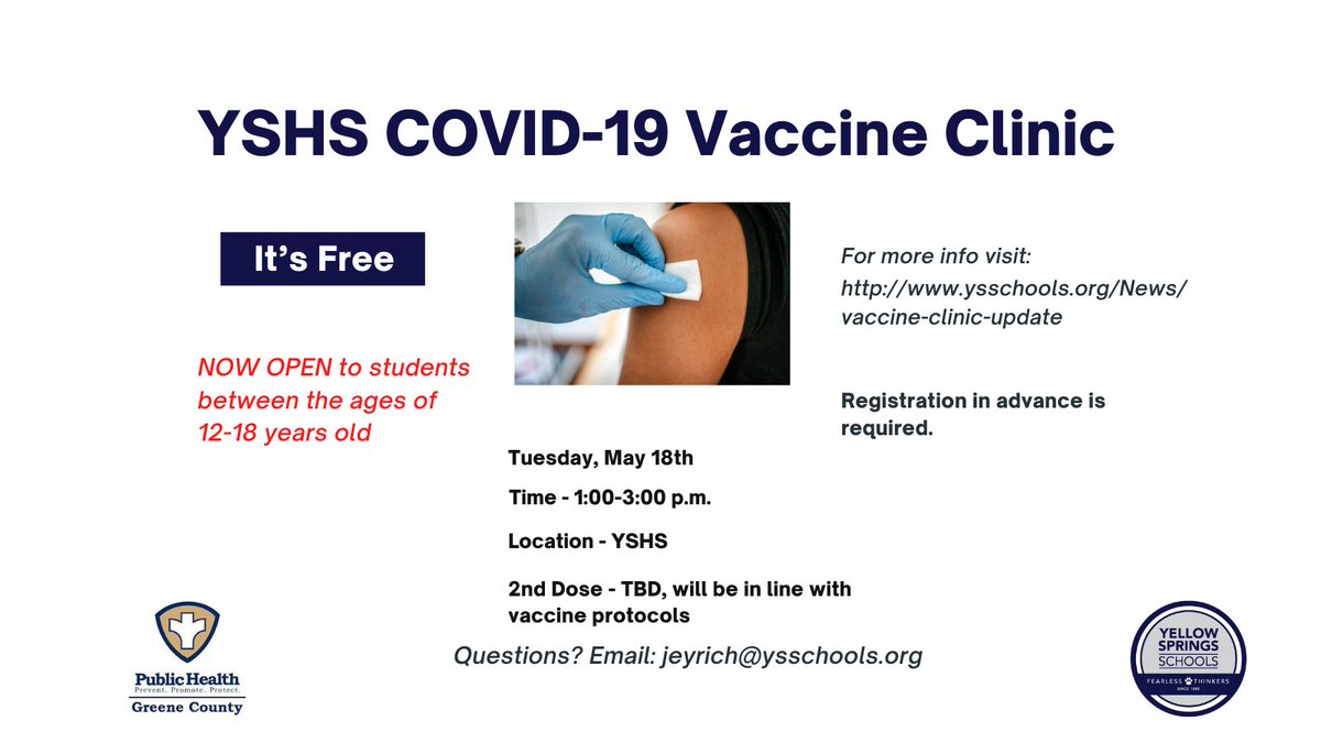 YS Families- Please click this link (ysschools.org/News/vaccine-c…) for important information about the YSHS Vaccine Clinic for students ages 12 to 18. Go Bulldogs!