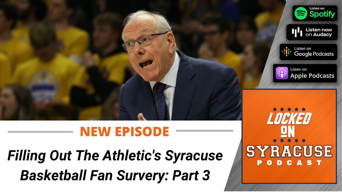 NEW: Today's Fan Survey questions include:

- Who should be the next head coach of #Syracuse?
- What grade would you give John Wildhack?
- One thing you would change about basketball program & more

Hope you guys enjoy. Rate, review, subscribe: https://t.co/R9CtWwZqm1 https://t.co/B88dbC9RkT