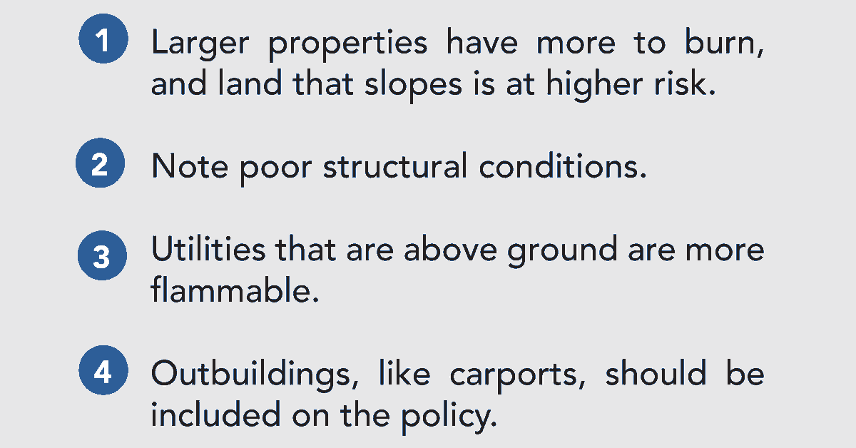 JMIReports's tweet photo. 4 tips for evaluating 🔥 #wildfire risk during the #underwriting process. https://t.co/5irLBhlEBu