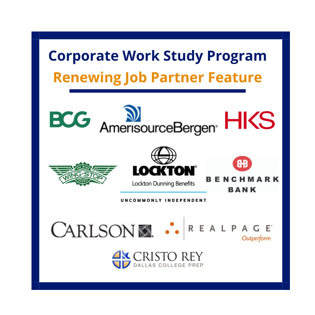 Cristo Rey Dallas (@cristoreydallas) on Twitter photo A huge thank you to <a href="/BCG/">Boston Consulting Group</a>, #CarlsonCapital, <a href="/BenchmarkBank/">Benchmark Bank</a>, <a href="/RealPage/">RealPage</a>, <a href="/Healthcare_ABC/">AB (Formerly AmerisourceBergen)</a>, <a href="/locktondunning/">Lockton Dunning Benefits</a>, <a href="/wingstop/">Wingstop</a> and <a href="/HKSArchitects/">HKS Architects</a> for renewing their partnership with Cristo Rey Dallas. We look forward to another great year of working together.
#CorporateWorkStudy A huge thank you to <a href="/BCG/">Boston Consulting Group</a>, #CarlsonCapital, <a href="/BenchmarkBank/">Benchmark Bank</a>, <a href="/RealPage/">RealPage</a>, <a href="/Healthcare_ABC/">AB (Formerly AmerisourceBergen)</a>, <a href="/locktondunning/">Lockton Dunning Benefits</a>, <a href="/wingstop/">Wingstop</a> and <a href="/HKSArchitects/">HKS Architects</a> for renewing their partnership with Cristo Rey Dallas. We look forward to another great year of working together.
#CorporateWorkStudy