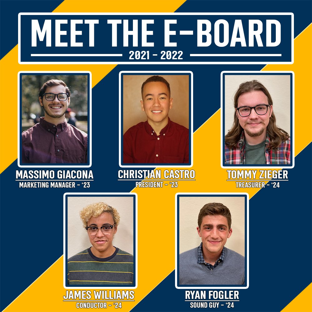 INTRODUCING OUR 2021-2022 E-BOARD!

Christian Castro '23 | President
Massimo Giacona '23 | Marketing Manager
Tommy Zieger '24 | Treasurer
James Williams '24 | Conductor
Ryan Fogler '24 | Sound Guy

We'll see you all this fall!

#ithacappella #acappella #ithacacollege #ithaca