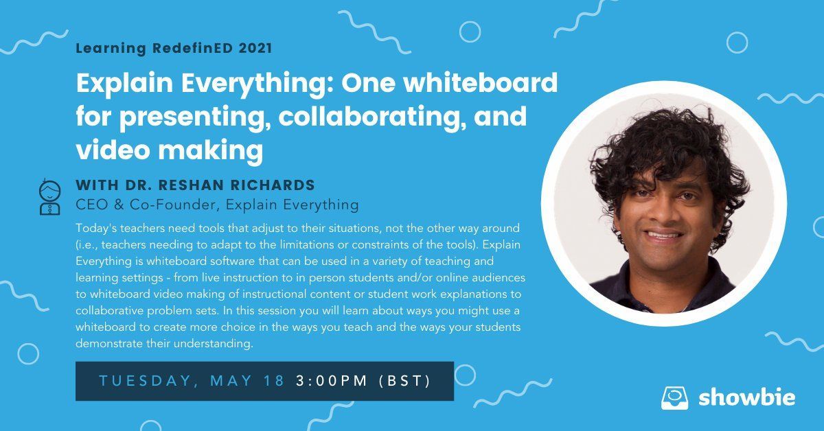explainevrythng's tweet photo. ποΈ May 18th 3PM
π₯ We're thrilled to announce that @reshanrichards will be talking about @explainevrythng at the #LearningRedefinED event organized by @Showbie!
Be sure to sign upπ https://t.co/wz9NS3Vum1 π
#edtech #education #teaching #learning #collaborativewhiteboard https://t.co/9xPywxQqFZ