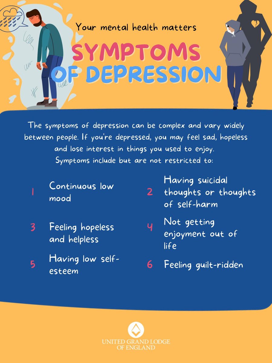 🌧️ Depression can manifest in many different forms. If you are experiencing any of these symptoms, or have noticed someone you know is - reach out. 

It's okay not to be okay, and the first step is always to talk to someone.

👉 Get support at thecalmzone.net

#Freemasons