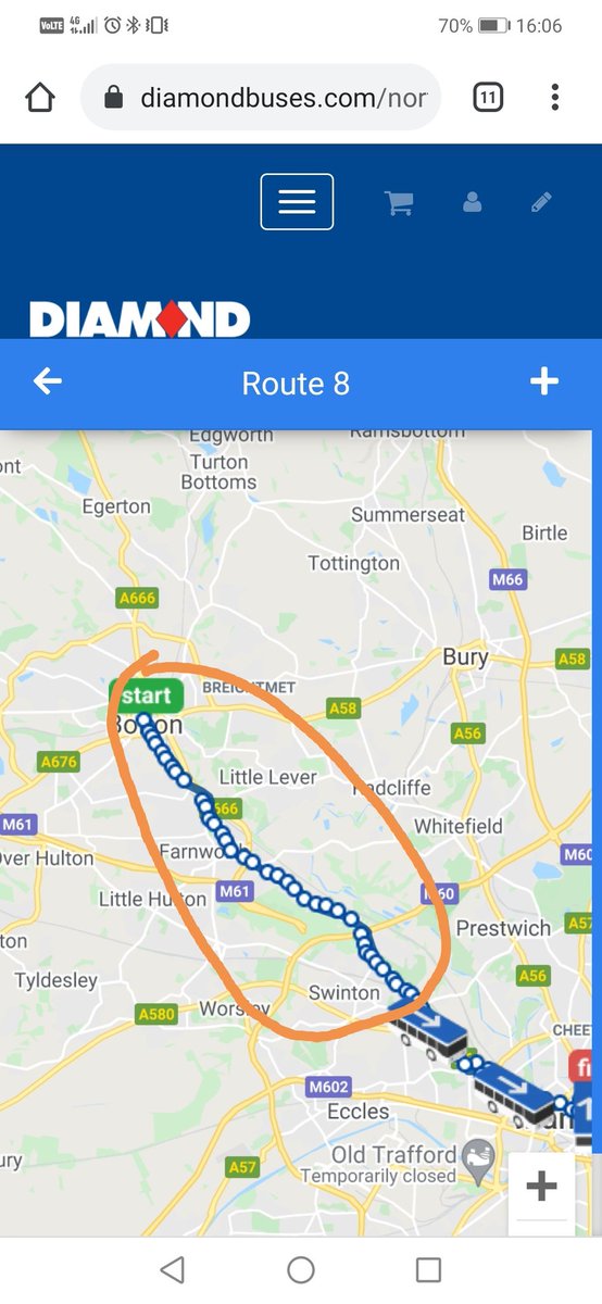 StevenVedge's tweet photo. @DiamondBusNW why are there no buses in this whole section? (Towards Manchester) https://t.co/P1Qoq5BWRM