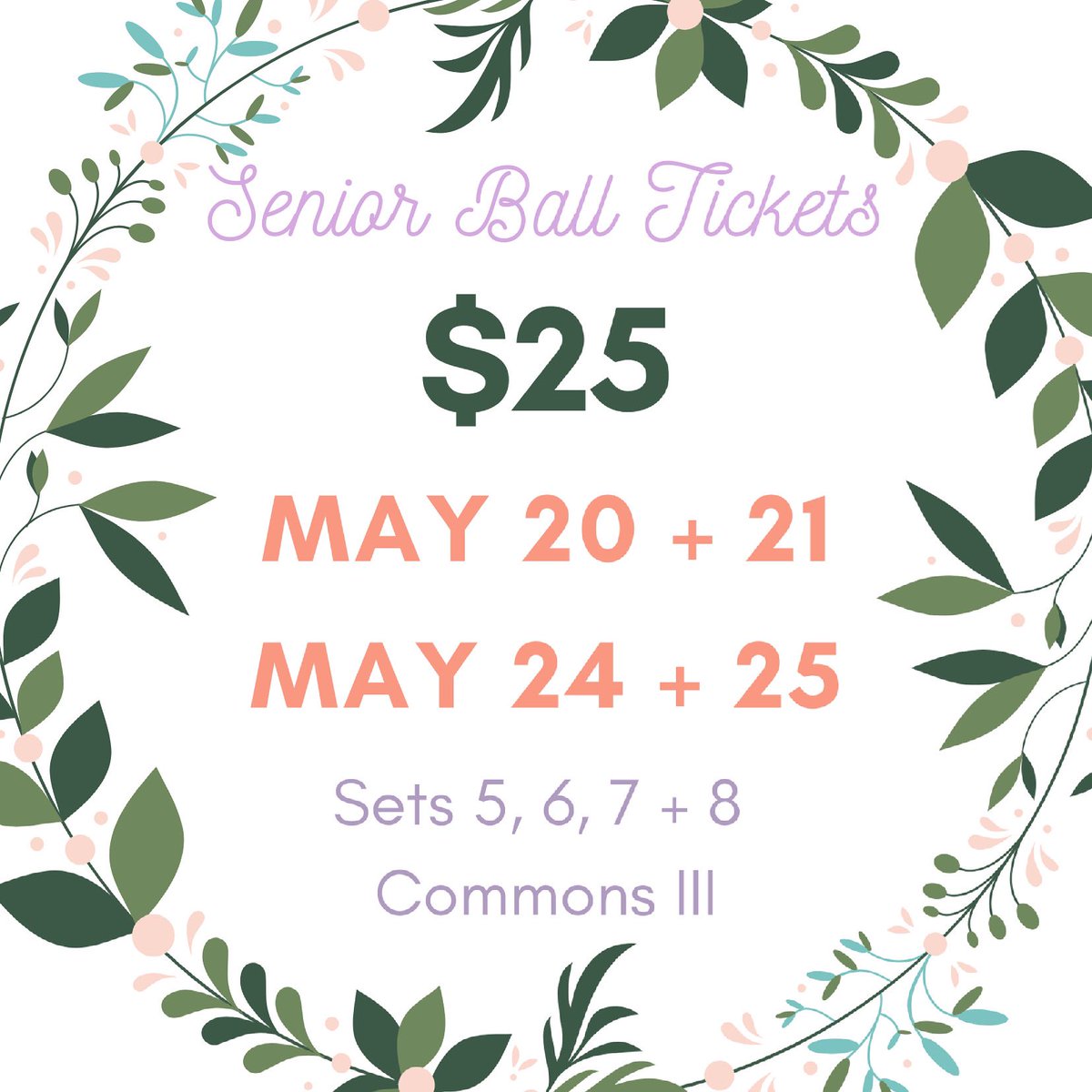 HClass2021's tweet photo. Mark your calendars! Senior ball tickets on sale May 20, 21, 24 and 25 only. 
* consent form required to purchase tickets. https://t.co/qf1fRWRPbR