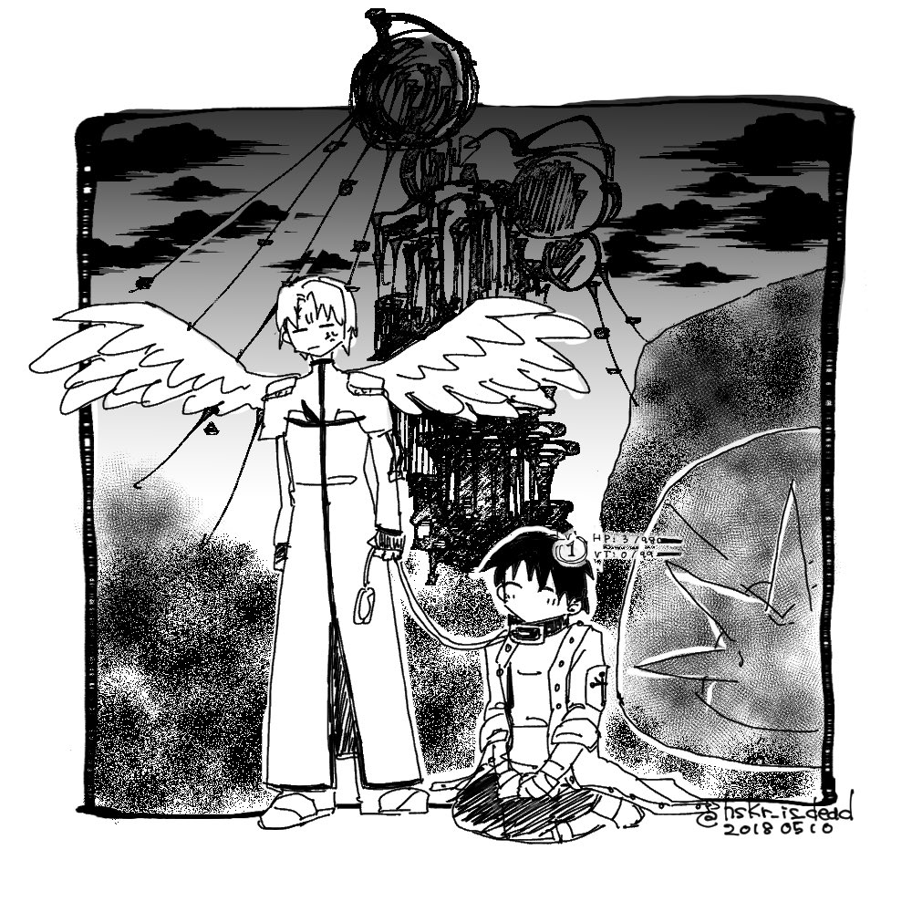 私も過去絵あげとこ!主人公に私(プレイヤー)の人格がやどり上級天使にテンションブチあげている絵なのでタグなどはなしで 