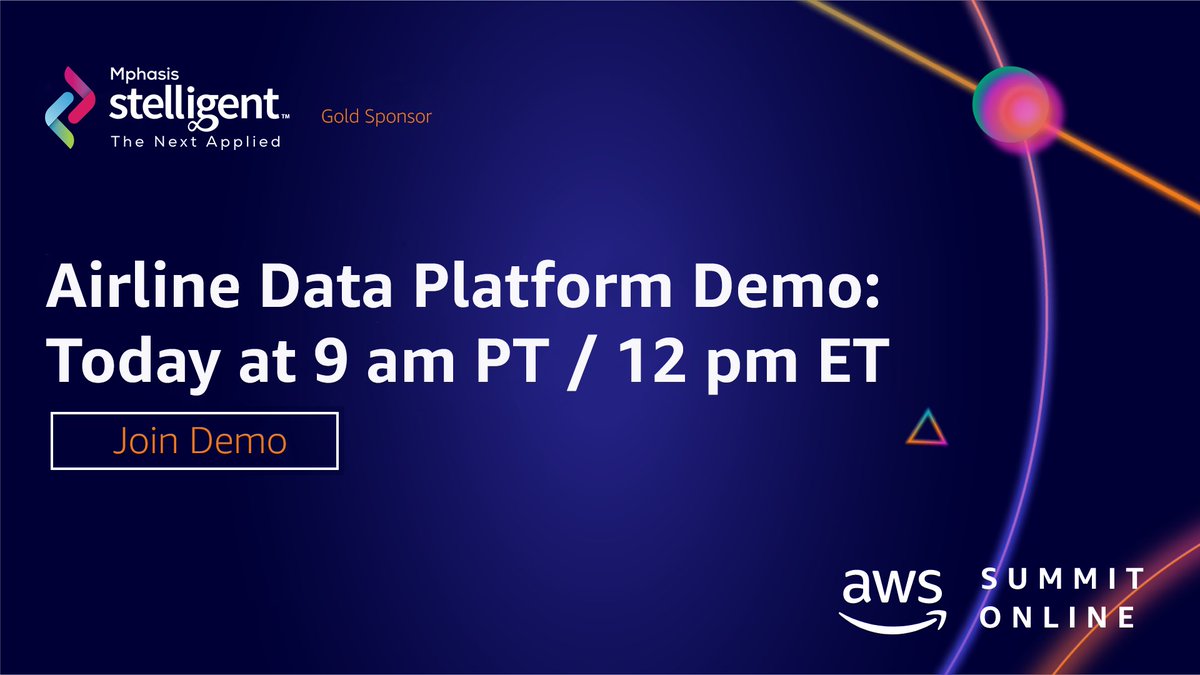 Join our demo today and learn more about Airline Data Platform and how Mphasis leverages domain expertise and experience and partners with airlines to unlock opportunities across the value chain.  #AWSSummit #awspartners #automateeverything <a href="/AWS_Partners/">AWS Partner Network</a>  bit.ly/2RQQ14y