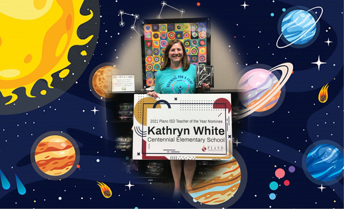 Congratulations, Katy White, Centennial's 2020-2021 Teacher of the Year Nominee! You make us proud!  Can't wait to watch tonight as Plano ISD announces this year's TOTY finalists and winners. More:  tinyurl.com/KatyWhite2021
#PlanoISDCelebrates #PISDTOTY2021