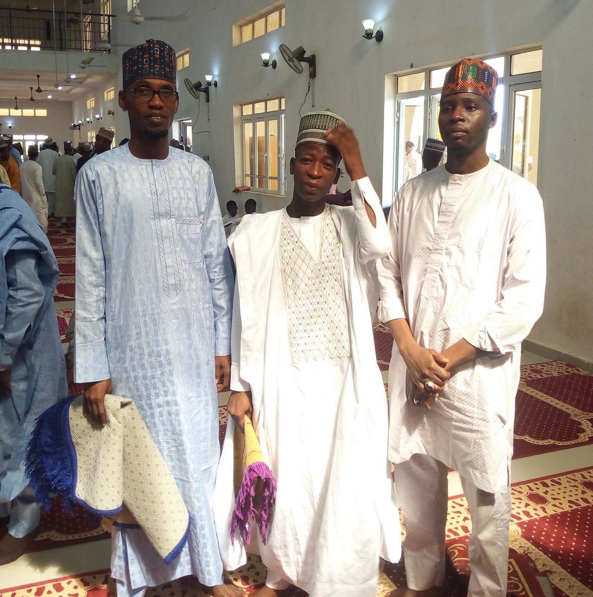 IamMkyari's tweet photo. Earlier today, we partake in our Islamic ritual, Eid Prayers at #Mautech Yola Central Masjid Adamawa State. May Allah accept our fast &amp; duas. Let adhere to the teaching &amp; take care of our faith &amp; don’t stop any kind of worship that we were performing during #ramadhan #EidMubarak https://t.co/wE52wSDPqJ