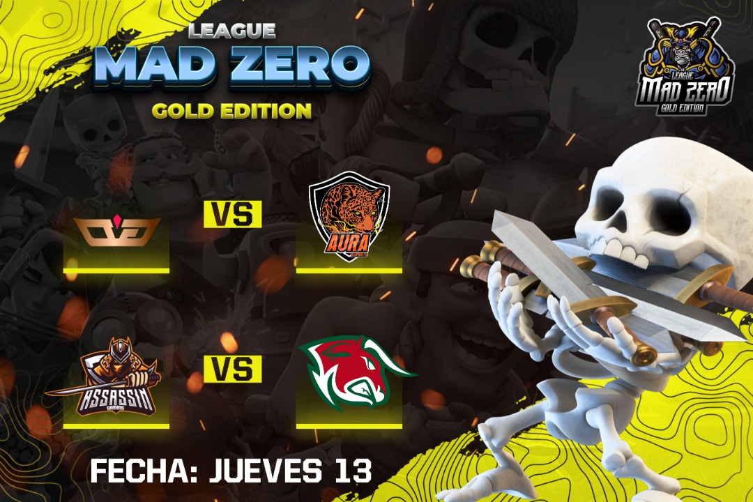 #ClashRoyale | 🏆¡Play-Offs!🏆

🔰 Octavos de Final
🔥 Día 1

▶️ @Darks_Gaming_ 🆚 @AuraeSportsMX
📅 Jueves 13/05/21
🕗 18:00 🇲🇽🇵🇪 20:00 🇦🇷🇧🇷

▶️ <a href="/AssasinGamingGG/">Assassin Gaming</a> 🆚 @BullStars_MX
📅 Jueves 13/05/21
🕗 20:00 🇲🇽🇵🇪 22:00 🇦🇷🇧🇷

#LeagueMadZero #PlayOffs 💙💛
