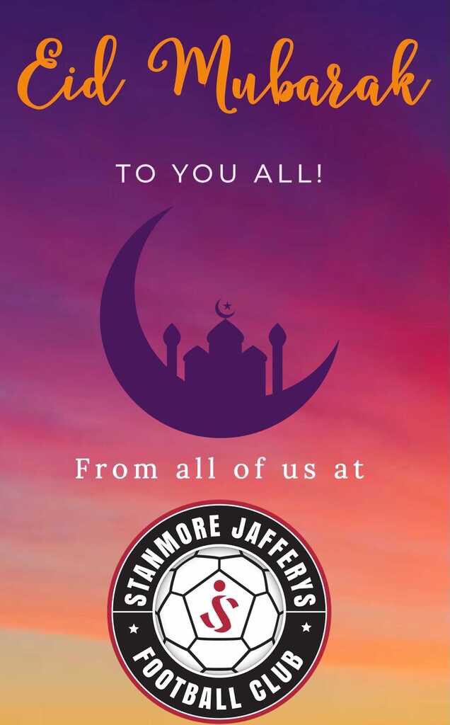 OfficialSJFA's tweet photo. Eid Mubarak to you all from all of us at SJFC #eidmubarak #sjfc #hujjat #stanmore #football https://t.co/SL1R76y910