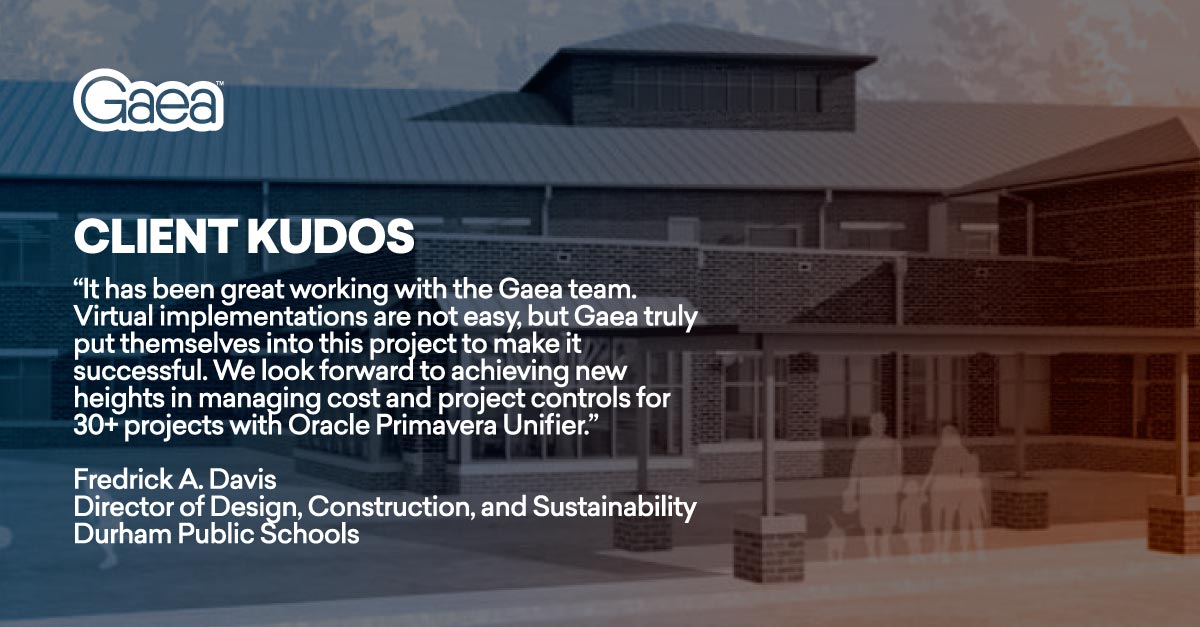 gaeaglobal's tweet photo. Big shout out to Gaea's team for the remote yet successful implementation. From design to production, they managed everything remotely. @DurhamPublicSch now uses Unifier to manage multi-million dollar projects across their district. Thank you to the @Oracle  team for the support. https://t.co/g6zs0PCq42