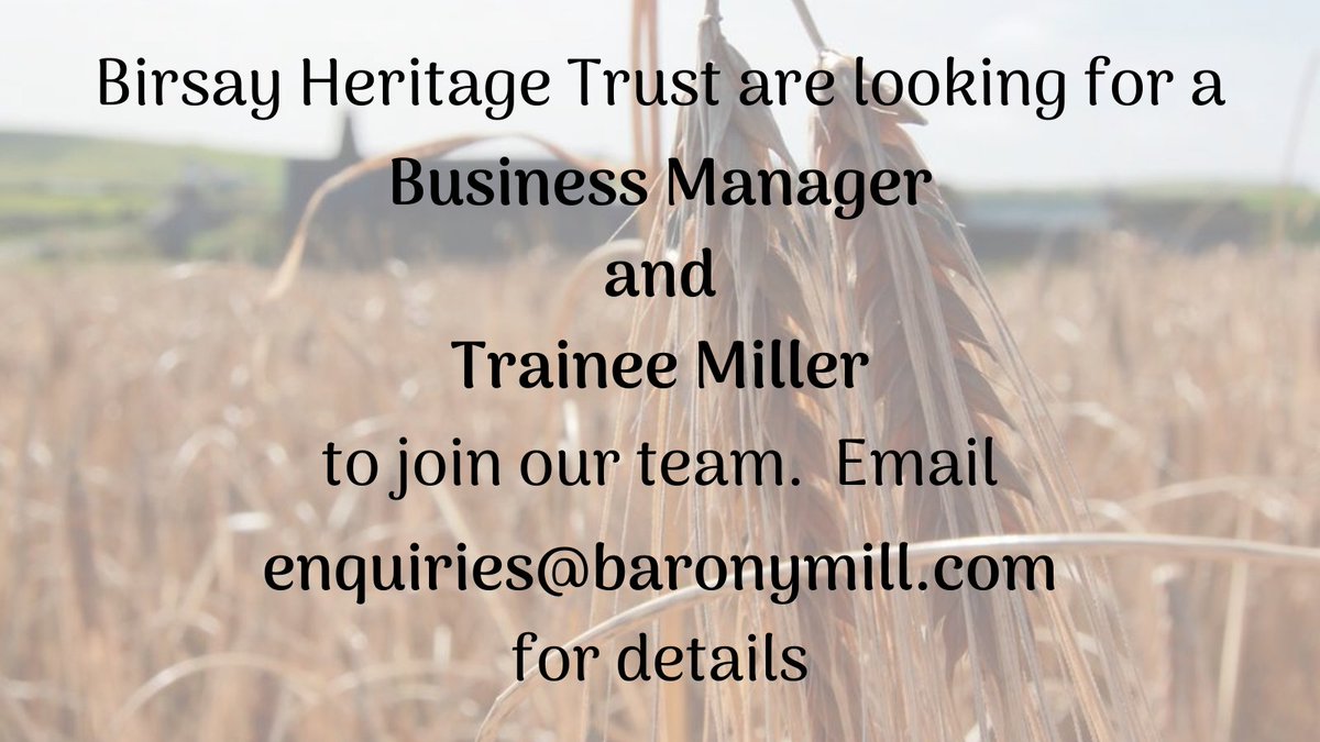 WE ARE HIRING!
We are looking for a Business Manager and trainee Miller to join our team. Both new positions, offering the successful candidates the chance to work flexibly 16 hrs per week. Contact enquiries@baronymill.com to request a job description. Closing date: Monday 31 May