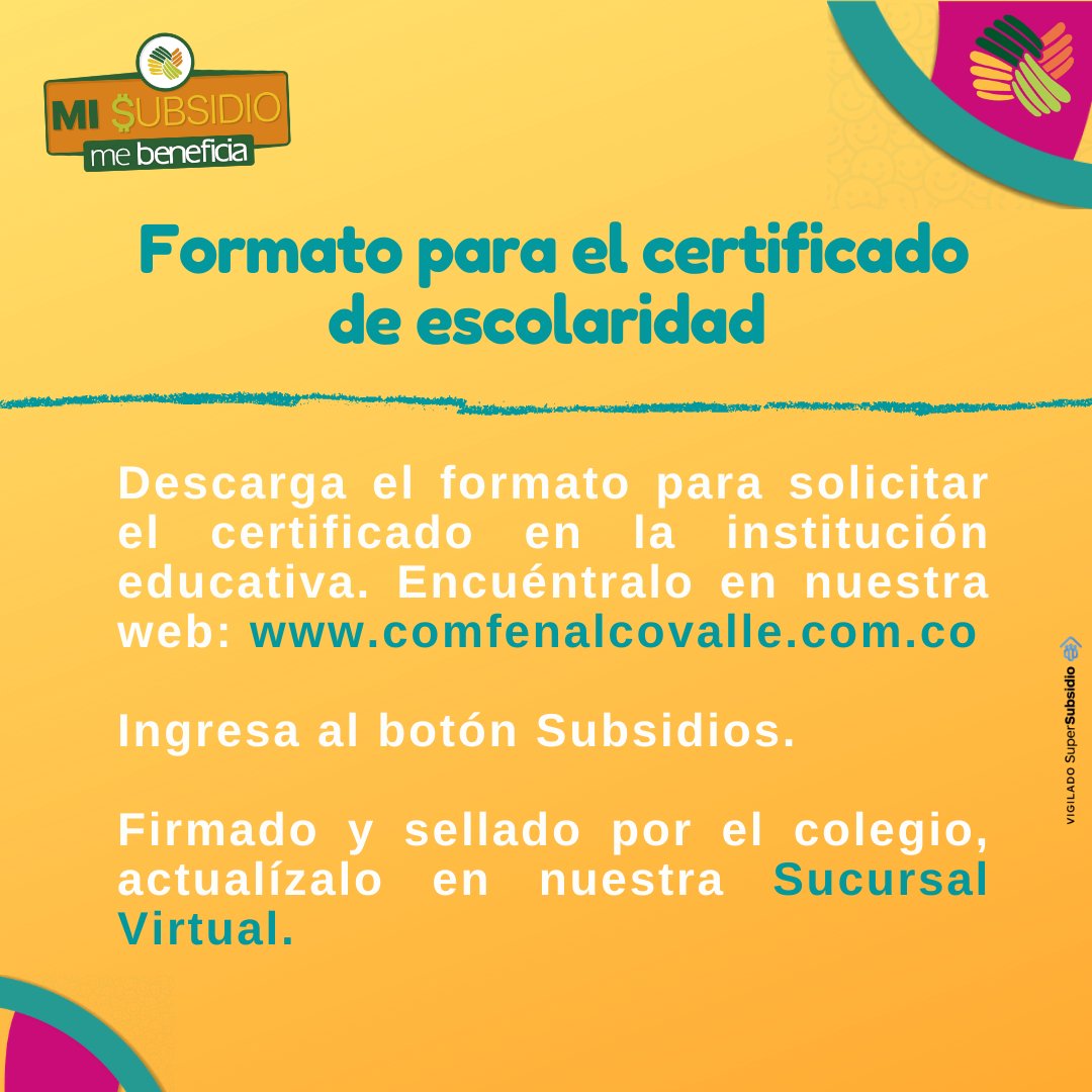 comfenalcovalle's tweet image. Recuerda actualizar cada año lectivo el certificado de escolaridad original o copia del último boletín de notas en tu Caja de Compensación Familiar Comfenalco Valle delagente. #MiSubsidio #MeBeneficia #EstamosContigo #SomosDelagente