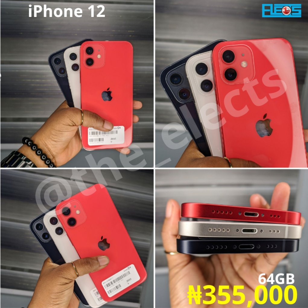 The_elects's tweet photo. Amazing deal on UKUSED iPhone 12 64gb🔥🔥
Available im white,gray and red

Going for N355,000

Call/whatsapp/dm to place your order 

#lagosbusiness #lagosstores #naijastore #naijaphones #phoneshop #phonedealsnaija #deals # https://t.co/JjspqnKSbU