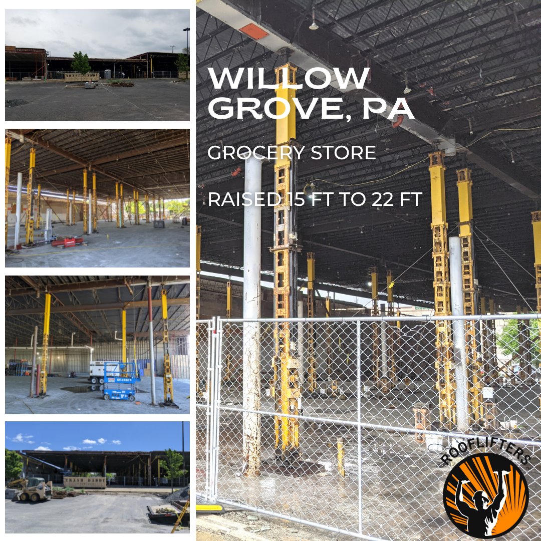 Last week we raised the existing roof on this Willow Grove, PA center from 15 ft to 22 ft clear. 

The building will become a grocery store.

 #retailredevelopment #groceryupdate  #reposition #Midatlanticrealestate #foodlogistics #kanebuilders #federalrealtyinvestmenttrust