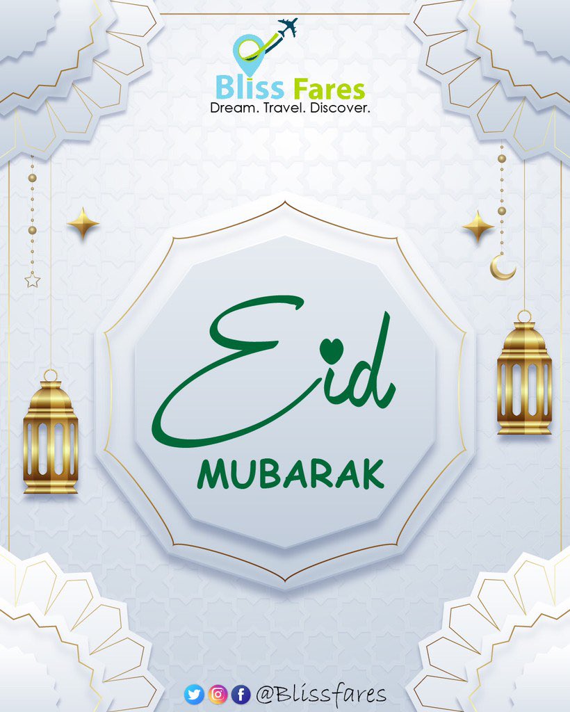 BlissFares's tweet photo. Happy Eid to the Muslim community and all those celebrating! 
We hope you are all safe, healthy, and enjoying the holiday. 

#eidmubarak #eidelfitr #happyeid #happyeidmubarak https://t.co/KisvhRi6Cd