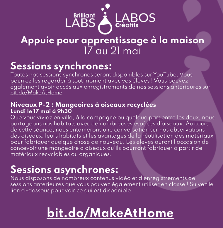 MrHennigar's tweet image. #MakeAtHome continues with 4 new sessions for 
@NSeducation P-12 classes next week from @brilliant_labs. 

Past session recordings are also available on this registration form. 

bit.do/MakeAtHome

#MakerEdNS @sarah_sarahryan @NatachaVautour @NaturalMakerSpa