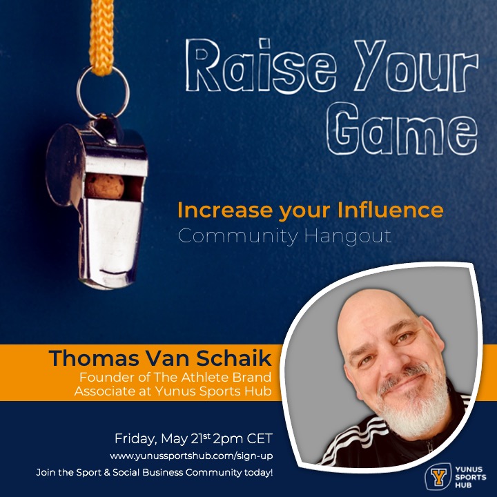 💥NEXT FRIDAY💥 May 21st at 2pm CET is the first Sport &amp; Social Business Community Hangout! 

👉 Join the community (or Login)
💻 Register for the event by visiting the events page 
🤩 Receive an email with your Zoom link to attend on. 

Click here: yunussportshub.com/community/