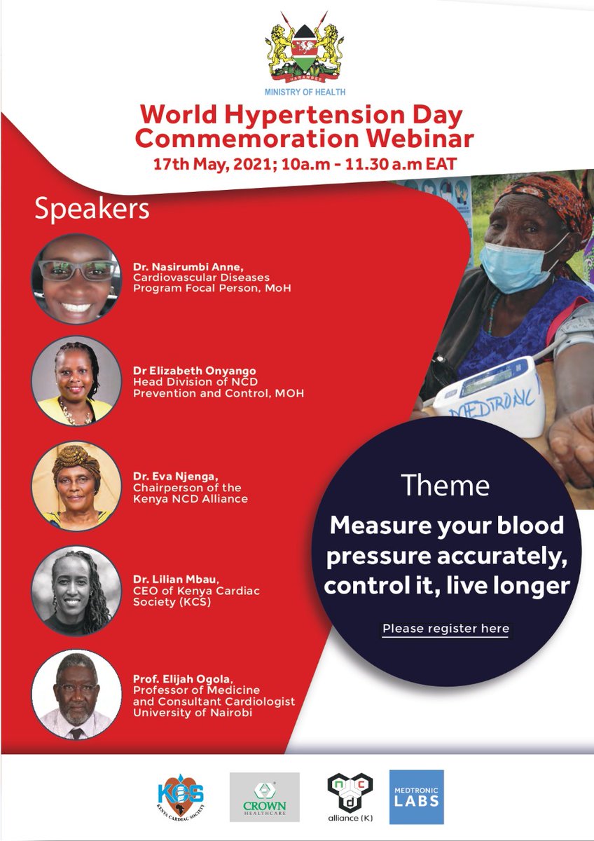 Join us on May 17, 2021, at 10 am (EAT) to commemorate #Worldhypertensionday as we discuss the challenges and efforts at the community level to hypertension and #NCDs prevention and control. Register in advance here medicallearninghub.zoom.us/webinar/regist…
#TuongeeNCDs #MayMeasurementMonth