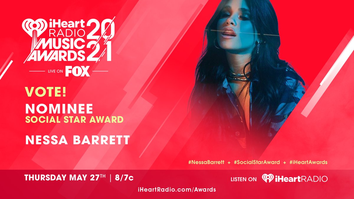 🌟 @nessaabarrett 🌟

Vote using these hashtags: #NessaBarrett #SocialStarAward #iHeartAwards