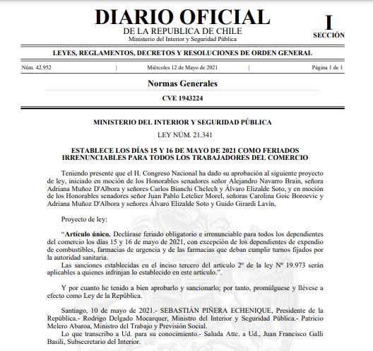 Chile. La votación del 15 y 16 requiere la voluntad de todos. Pero la ley 21.341 excluye a innumerables trabajadores del feriado irrenunciable para sufragar. 
La Federación Trabajadores de la <a href="/ccu_cl/">CCU</a> demanda q no se programe Producción para las elecciones. Si no, Chile pierde.