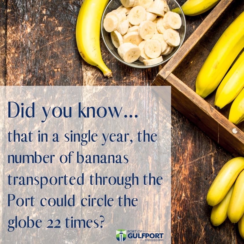 mdaworks's tweet image. That’s B-A-N-A-N-A-S!  

Learn more about the comings and goings from the
@PortofGulfport shipmspa.com 

#MSEconDevWeek #Mississippi #Business #Import #Export