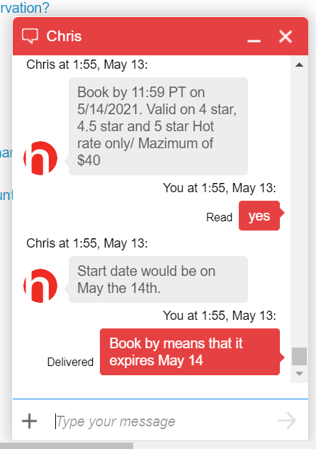 MattInRealLife's tweet image. Last night a promo code didn't apply to my @Hotwire order correctly, and instead of trying to help me fix it, their CS chat person spent 20 minutes trying to explain to me that "Book By May 14" in the fine print meant the promo starts on May 14. I died a little inside. #CSFails