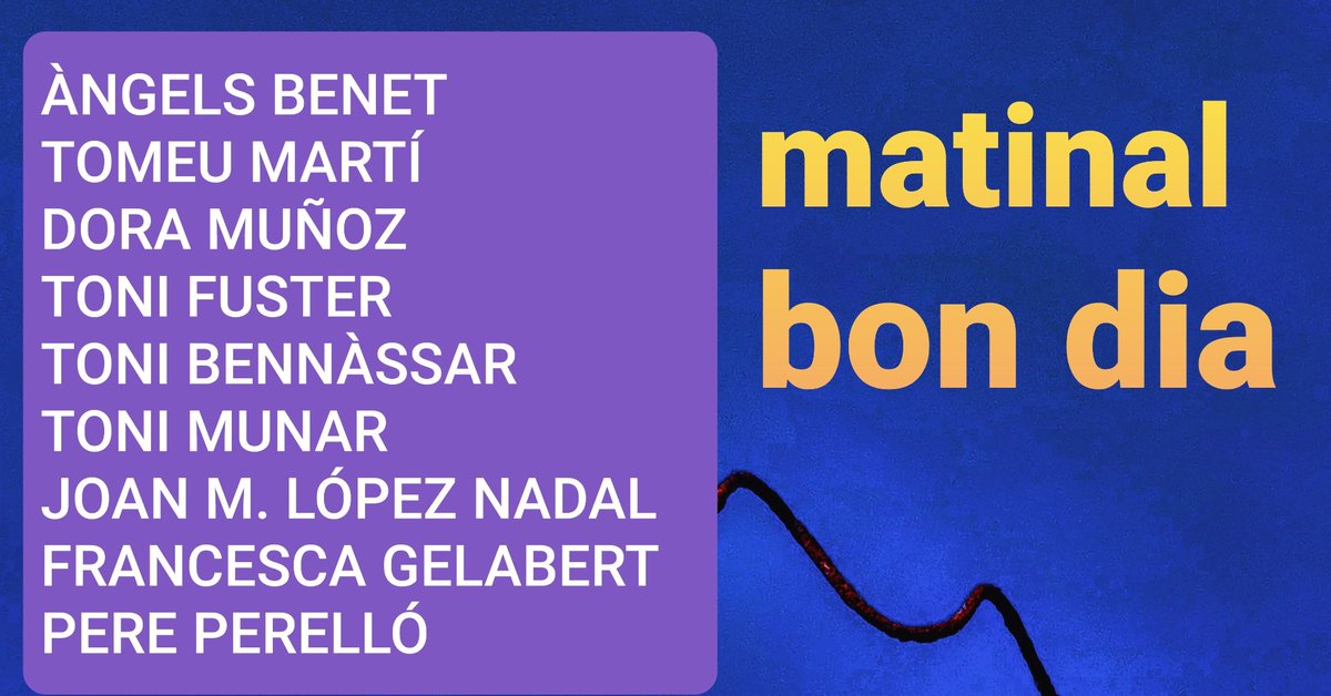 <a href="/bon_matinal/">Matinal Bon dia!</a> a <a href="/OnaMediterrania/">Ona Mediterrània</a> 
Divendres 14 de maig #Radioendirectede8a11 amb <a href="/tonirotget/">Toni Rotget</a>