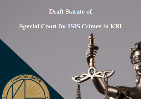 hawreah's tweet photo. The English version of the Special Court for ISIS Crimes is currently available.
The translation is non-official and conducted by the Kurdistan Center for International Law @KC_InterLaw. We will be updating when the Draft passes by the Parliament.

https://t.co/VmXU2mFwgd https://t.co/6Kv01JI0nz