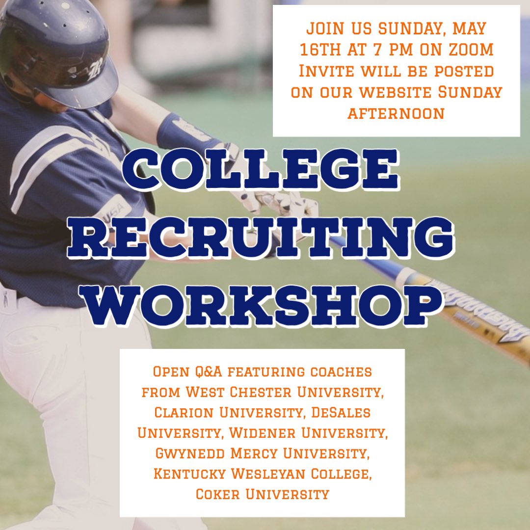 On_DeckTraining's tweet photo. Come join us Sunday, May 16th at 7 PM for a College Recruiting Workshop! https://t.co/TwnabmFrAy