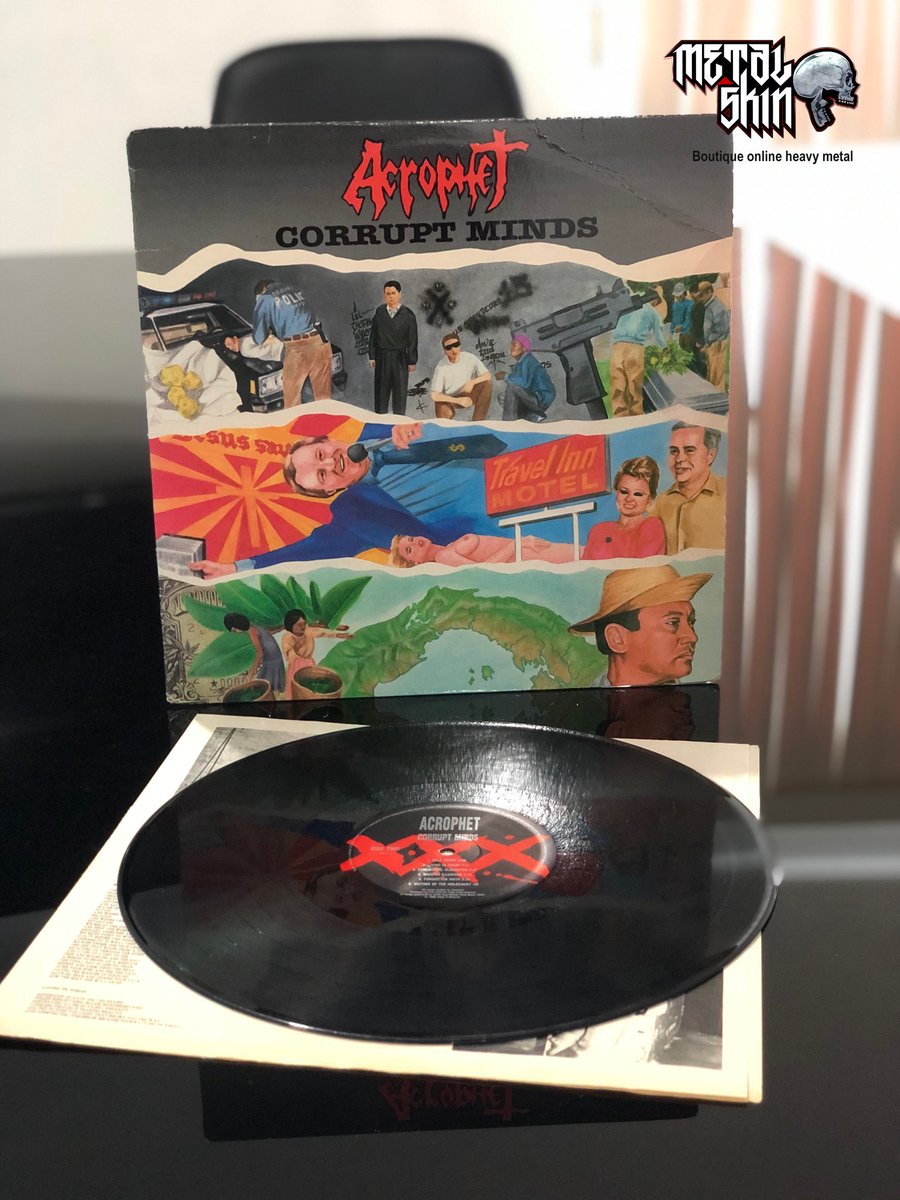MetalskinLv's tweet photo. 👉¡EN VENTA!
Producto abierto con estética de 9
Acrophet – Corrupt Minds
Sello: Triple X Records – 51011-1
Formato: Vinyl, LP, Album
País: US
Publicado: 1988
Estilo: Thrash 
🚖Entrega sin costo en CDMX y Estado de México
📱Más información al 5613608358 https://t.co/yH37TQC0YM