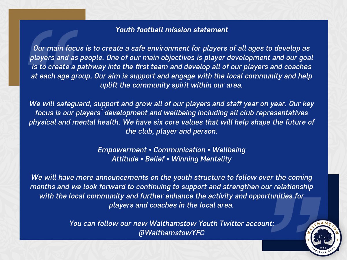 Our youth football mission statement