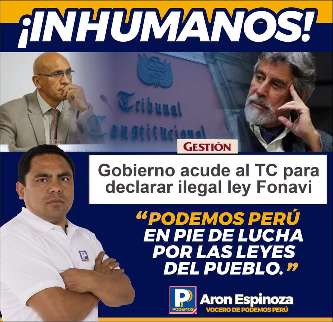 TuAmigoAron's tweet photo. El Ejecutivo cumplió con su amenaza de enviar al #TC la #LeyFONAVI. Estamos seguros que no procederá ninguna denuncia de #inconstitucionalidad, existe antecedentes #jurídicos que respaldan a mis hermanos FONAVISTAS. 
#PodemosPerú #TuAmigoAron #TeRepresenta https://t.co/joP2I2zHIT