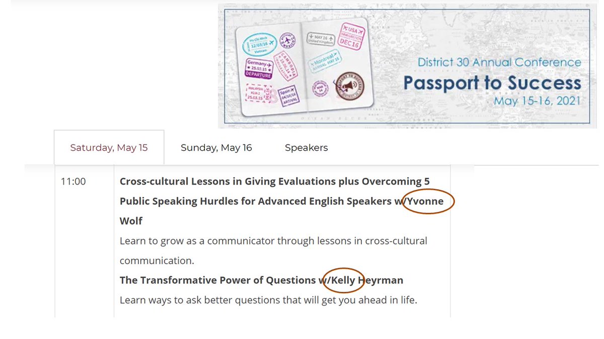 2 of our 🧡#Toastmaster at <a href="/D30Toastmaster/">D30 Toastmasters</a> conference! Register:  d30toastmasters.org/2021-d30-annua…

👍Yvonne is President of All American Speakers #Niles #Skokie: …mericanspeakers.toastmastersclubs.org

👍Kelly is retired VP of #Toastmasters #Evanston: evanston.toastmastersclubs.org

#ToastmastersInternational