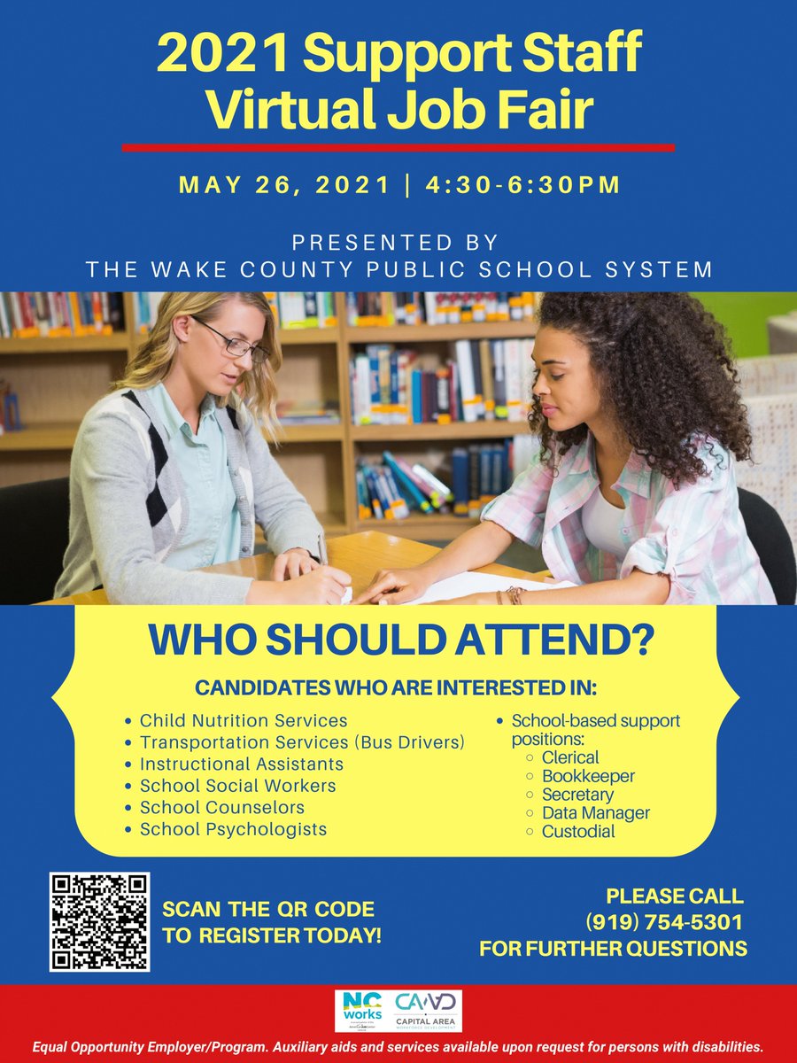 Wake County Public School System 2021 Support Staff
Virtual Job Fair