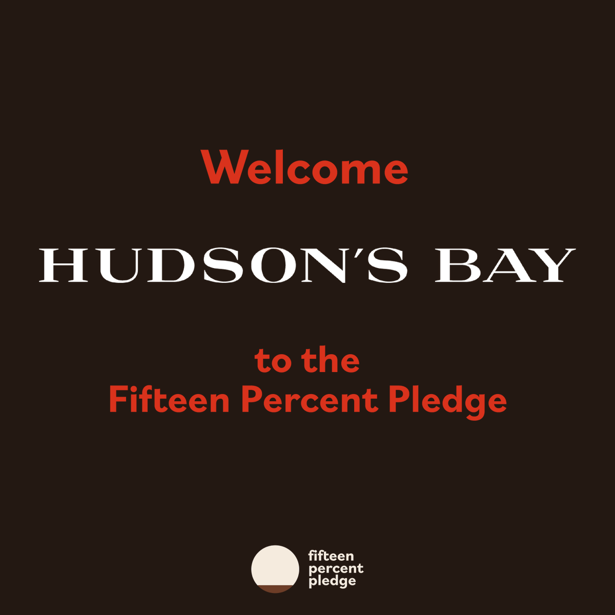 15PercentPledge (@15percentpledge) on Twitter photo Canadian friends! Please join us is welcoming <a href="/hudsonsbay/">Hudson's Bay | La Baie d'Hudson</a> to the #15PercentPledge. Thank you Hudson's Bay for leading the way in Canada as the first department store to take the Pledge. Read more about their commitment here > tinyurl.com/7wjpxc Canadian friends! Please join us is welcoming <a href="/hudsonsbay/">Hudson's Bay | La Baie d'Hudson</a> to the #15PercentPledge. Thank you Hudson's Bay for leading the way in Canada as the first department store to take the Pledge. Read more about their commitment here > tinyurl.com/7wjpxc