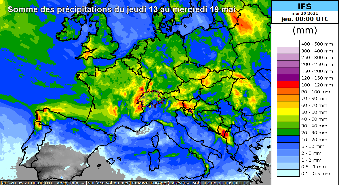 meteosuisse's tweet photo. Avec un courant d'ouest persistant, c'est quasiment toute l'#Europe qui sera arrosée à un moment ou un autre au cours des prochains jours. Les flancs ouest du #Jura et des #Alpes seront particulièrement exposés à la #pluie (et à la #neige). Modèle #IFS (@ECMWF). https://t.co/F4CAegqpEW