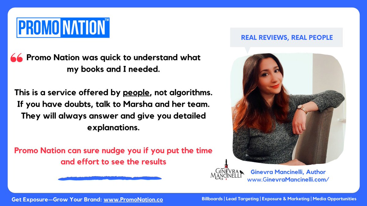marshawright's tweet photo. Ad: 🥳#PromoNation is working with #GinevraMancinelli x @TheOneGinevra
🔊Her books will take you to a unique universe, support an Indie Fantasy author ✅ https://t.co/I1i5ABpdEI
#testimonial #fantasy
🔥Need help to grow YOUR brand? ↪️ https://t.co/CPMqqq9cjr https://t.co/J8XFxpkxvV
