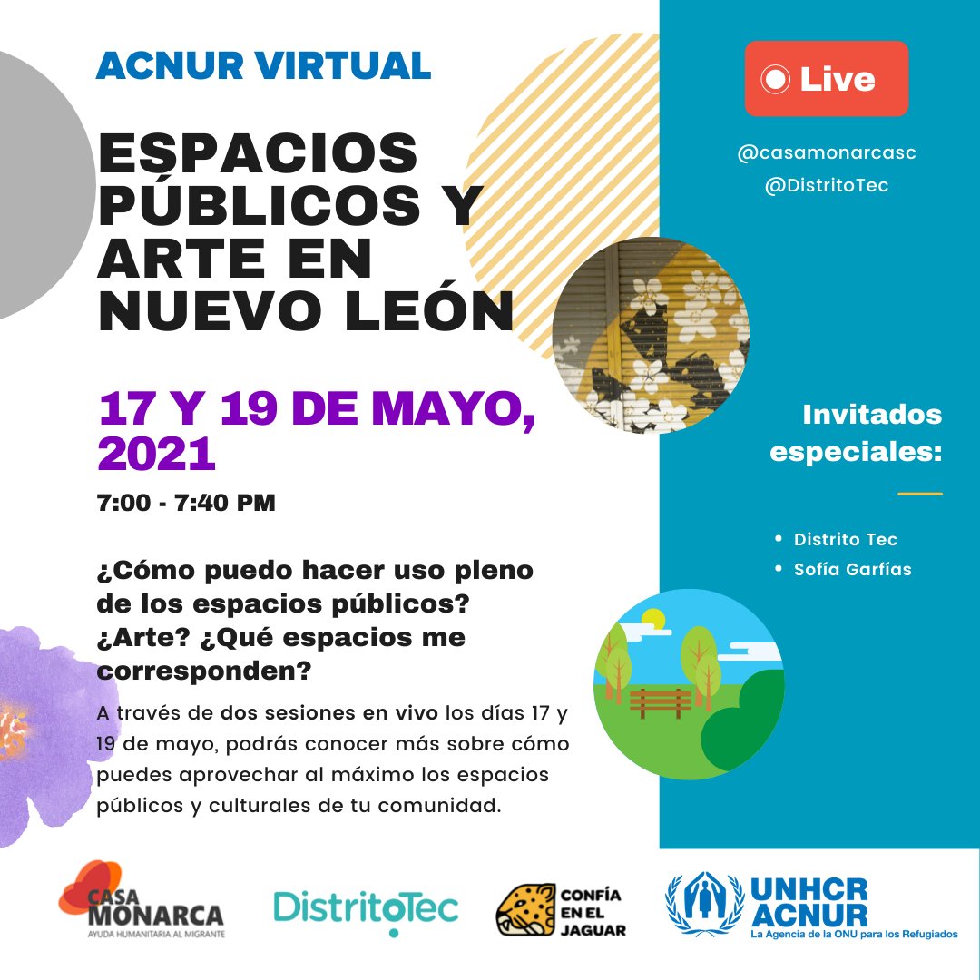 AsylumAccessMX's tweet photo. Si eres una persona refugiada o solicitante de la condición de refugiado, esta información es para ti.
La próxima semana, #ACNURVirtual te compartirá dos sesiones en vivo con expertas y expertos para que puedas conocer los espacios públicos y culturales de
Nuevo León. https://t.co/e3W2pGinB6