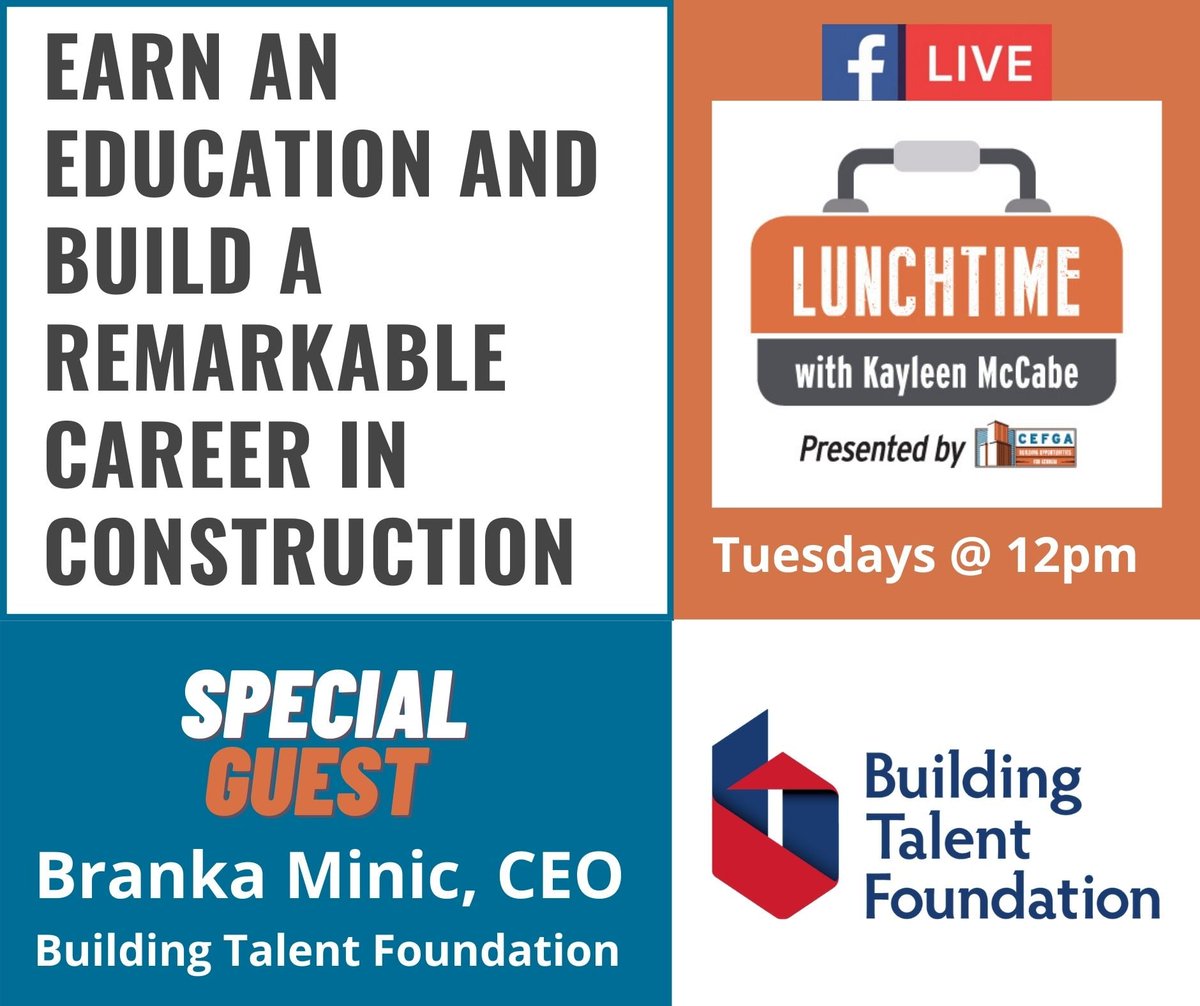 webuildtalent's tweet photo. Tune in to @cefga_jobs Facebook page Tuesday, May 18th at 12pm EST to learn how BTF and its partners are working together to create a sustainable workforce in residential construction. https://t.co/fTfTmXdhYN