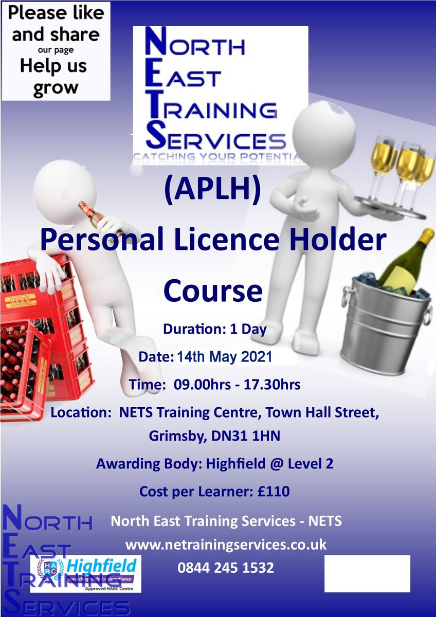 NETS_Training's tweet photo. Award in Personal Licence Holder
(Licence to control the sale of Alcohol)
Grimsby
1 Day - 14th May

Only £110

https://t.co/2ZsgWE7jdo https://t.co/IqG1aMKAfG