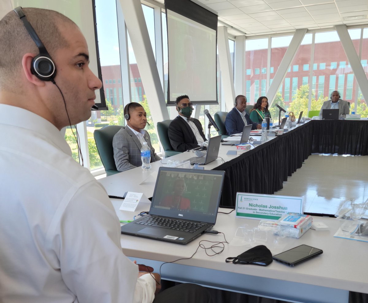 Norfolkstate's tweet photo. Dy'Mon Blaze, McKinley Lowery, III, Nicholas Josshua, Aaron Hawkins, and Maleik Watkins are representing our students well in front of our Board of Visitors, but they're also keeping it real so that everyone present and on Zoom understands what it's like to be an NSU student. https://t.co/ofju4cXBOl