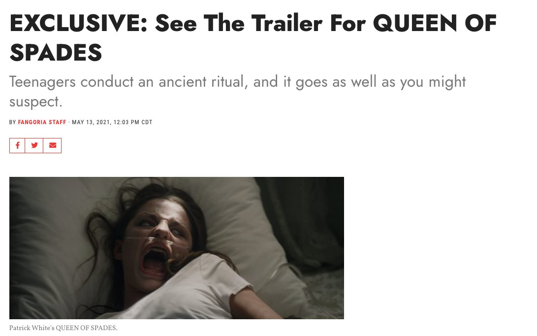 DreadCentral's tweet photo. 🎬  Trailer Release: QUEEN OF SPADES

Fangoria - May 13, 2021 - "EXCLUSIVE: See The Trailer For QUEEN OF SPADES" by Fangoria Staff https://t.co/yb0hNo988Z

@FANGORIA @dreadpresents @Avapreston_ @KaelenOhm @BlochJamie @ericosborne_11 @KristaMarchand

#queenofspades https://t.co/FW6DGKVp95